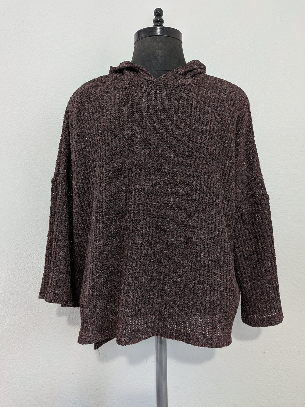 Veveret Brown Relaxed Oversized Hooded Knit Sweater Size Small